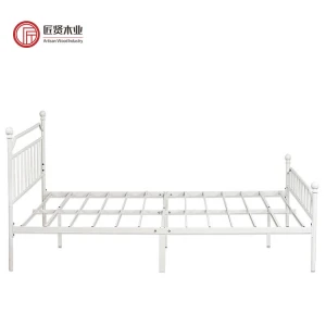 Cheap modern full size white decorative iron storage queen single metal bed frame
