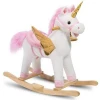Child Rocking Horse Toy Pink Plush Stuffed Ride on Toy Unicorn