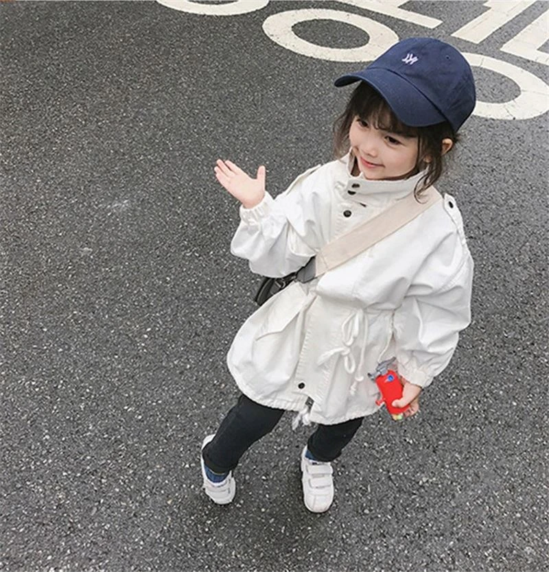 Children&#x27;s  Winter Clothes with Hooded Spring Cute &amp;Sweet Baby Girl&#x27; s  Coat  Long Sleeves White&amp;Green Autumn Kids Jacket