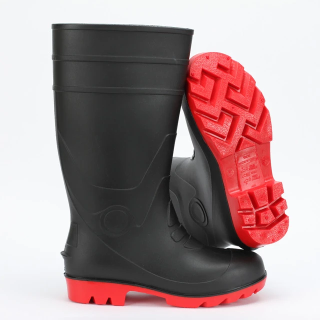China factory cheap high-ankle rubber waterproof steel toe PVC rain boot