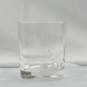 clear triangle water glass cup with frosted logo /triangle rock glass