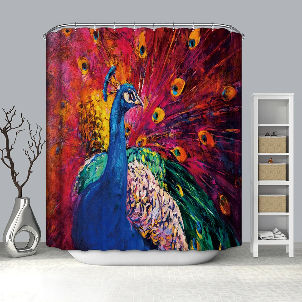 Colorful digital print design polyester shower curtain custom printed shower curtains