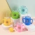Colorful Double Handle Silicone High Borosilicate Milk Tea Glass Cup with Scale with Straw