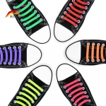 Colorful No Tie Easy Multi Color Elastic Shoelaces Silicone Elastic Shoelace Silicone