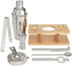 Combohome Cocktail Shaker Bar Tools Stylish Bamboo Bar Set Holder Stand
