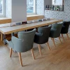 Contemporary Blue Fabric Upholstered Restaurant Sets with Espresso Finish Wood Legs