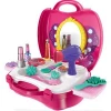 Cosmetic pretend play set girls beautiful makeup toys in portable suitcase