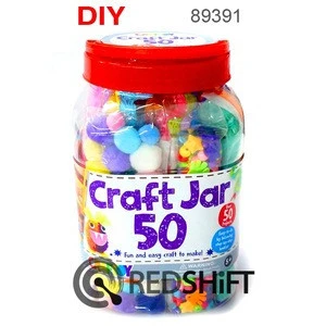 Craft Jar 50 assorted mega giant pack pipe cleaners pompom sewing art and craft kids diy educational toy kit supplies amazon fba