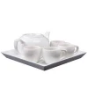 Crystal Clear And White Ceramic Tea Cup Set Porcelain  Coffee Cups With Tray