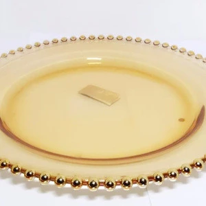 custom cheap wedding round gold rimmed crystal glass fruit plates