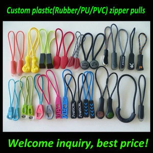 Custom logo rope plastic zipper pulls and zipper head,clothing zipper slider