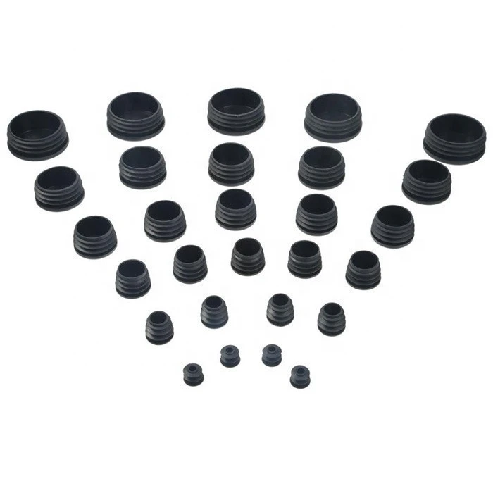 Custom Mixed Sizes Black Round Plastic Plugs, Glide Insert End Caps for Chair Table Stool Leg, Tube Pipe Hole Plug Cover