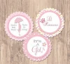 Custom Princess Damask Pink &amp; Black Paper Baby Shower Cupcake Toppers Party Decorations