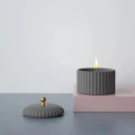 Custom Round 12oz Handmade Concrete Candle Holder Wholesale Bulk Luxurious Elegant Bar Home Decor Candle Holder With Lid
