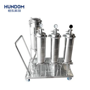 Custom stainless steel microporous filter with cart for water and alcohol filtration