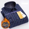 Custom Your Brand Logo Winter Warm Shirt Cotton Plush Warm Long Sleeve Shirt Plaid Thickened Men Warm Shirt