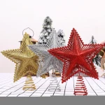 Customized Design Red Decorative Christmas Tree Ornament Large And Luxury Christmas Tree Topper Star