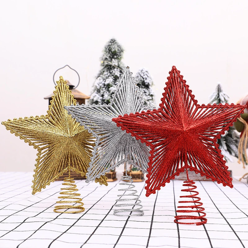 Customized Design Red Decorative Christmas Tree Ornament Large And Luxury Christmas Tree Topper Star