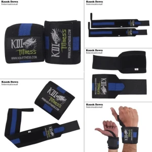 Customized Design Wrist Wraps Elastic Gym Wraps for Fitness with Black Blue Sports Style Weight Lifting Straps
