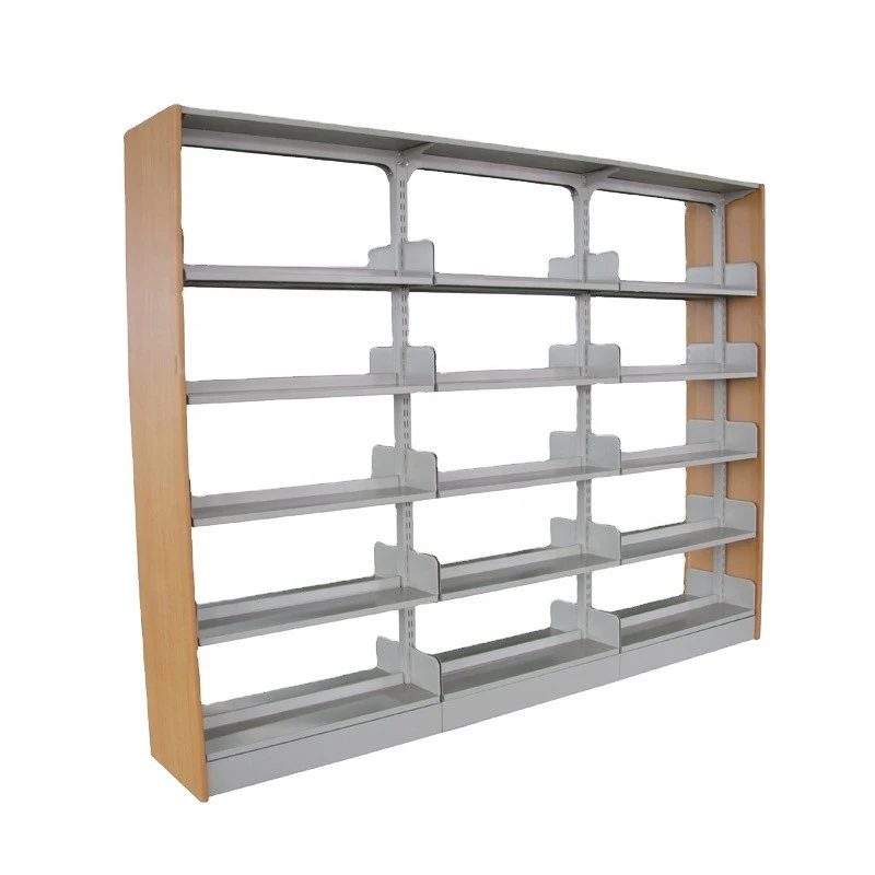 Customized Library Furniture Steel and Wooden Shelf Wall for School