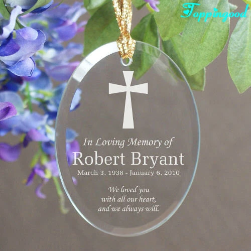 Decorative Clear Heart Funeral Ornament With Custom Etch