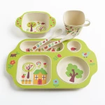 Eco friendly biodegradable bamboo fiber tableware dinnerware set baby feeding pratos set