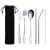 Import eco friendly new portable 304 stainless steel cutlery set camping outdoor fork knife and spoon set and straw with bag from China