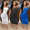 ED62001 2020 Women&#39;s elastic strap solid color halter dress plus size dress nightclub dress