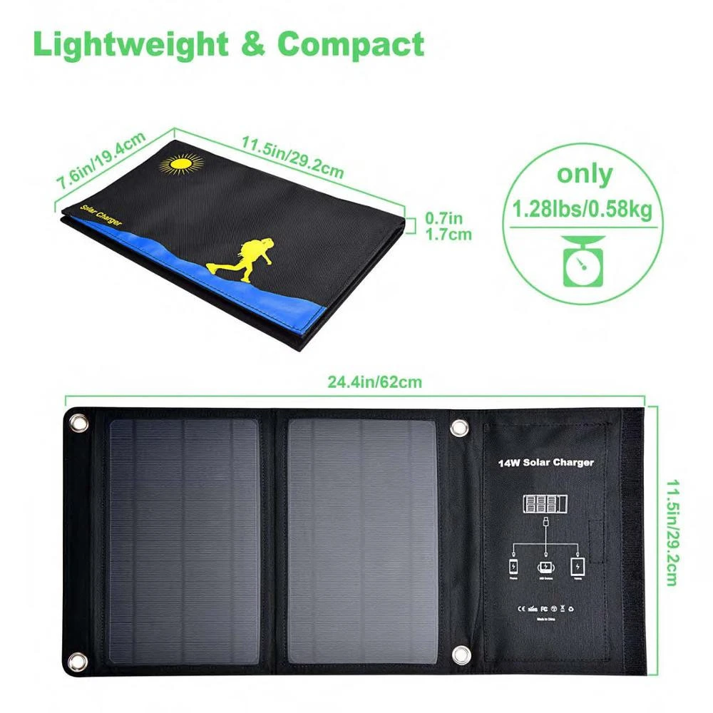 Efficient polycrystalline foldable solar cells solar panel 14W5V2.4A