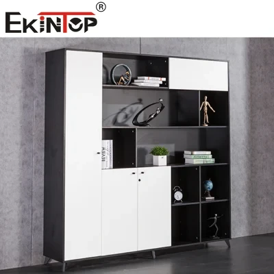 Ekintop Flat Wide Wood Walnut File Cabinet Large Filing Cabinet with Lock