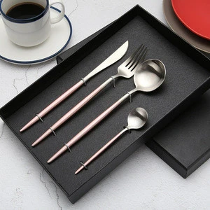 Elegant Pink Handle Cutlery, Wedding Dinnerware Stainless Steel Flatware