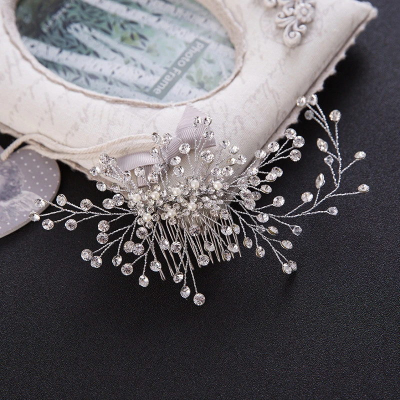 Elegant Rhinestone pearl Bridal Tiara Wedding Bride Hair Jewelry comb