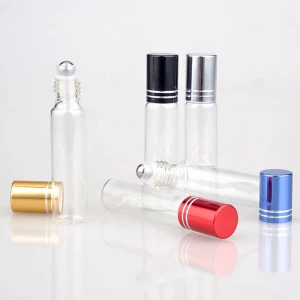 Empty glass roll on bottle with stainless steel roller ball for lip gloss perfume essential oil 10ml