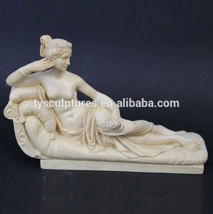 Erotic sexy natural white marble nude woman and wolf head sculpture stone naked female marble sculpture