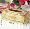 European style Luxurious rose tissue box Holder Cover Electroplating process Tissue Holders (gold&white)