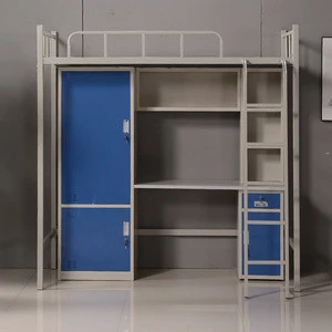 factory supply new design College loft tudents dormitory steel bed with lockers and table