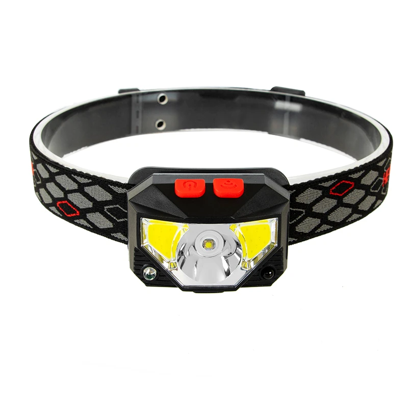 Factory Waterproof Induction Camping Red Light Head Lamp, Sensor Switch USB Rechargeable 5W COB Headlamp With Battery Display