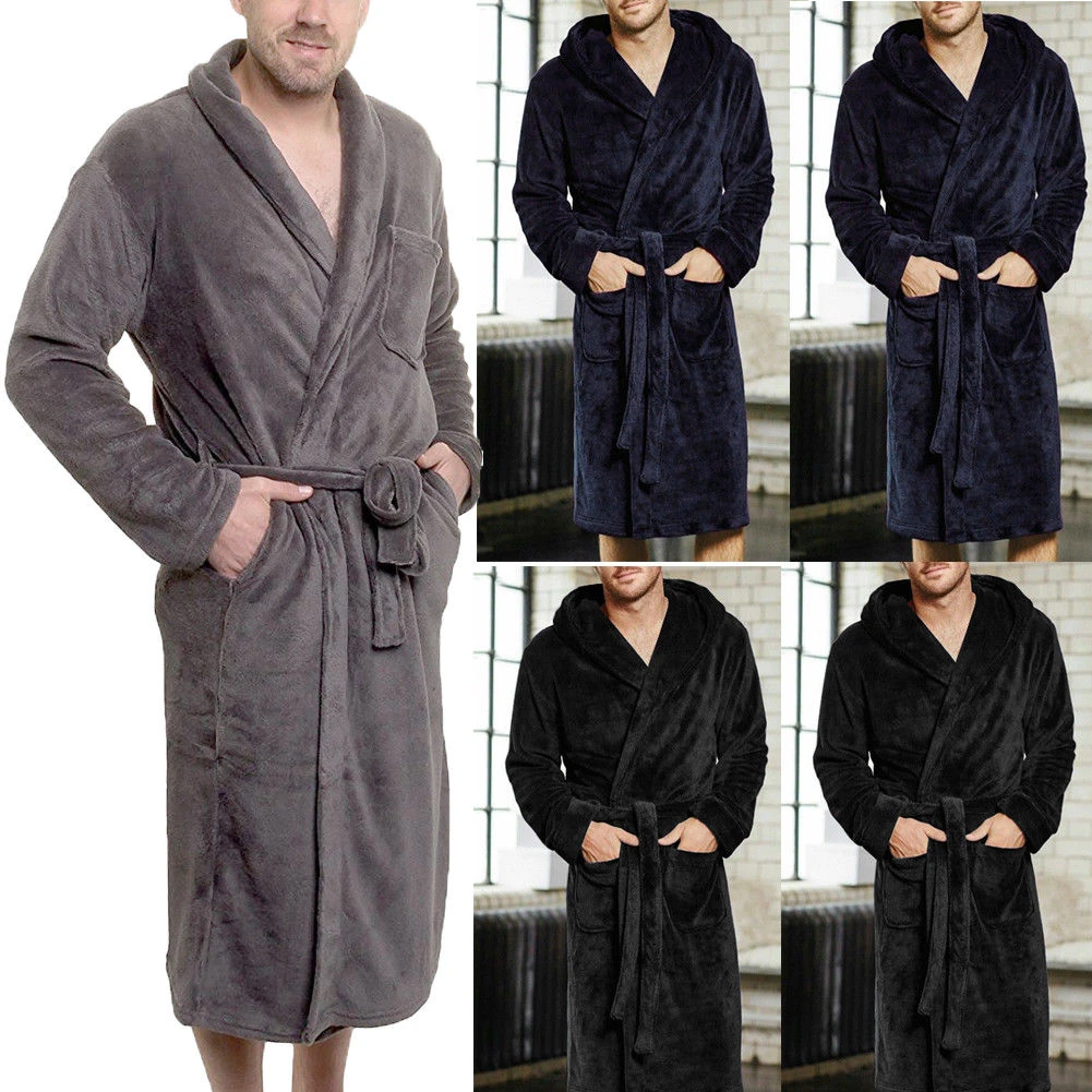 Fashion Casual Men Bathrobes V Neck Long Sleeve Couple Men Woman Robe Warm Male Bathrobe