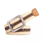 Fashion Cinturon Tactico Buckle Canvas Belt White Fabric Mens Elastic Belt