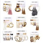 Fashion earring set jewelry gold pearl stud statement geometric  acrylic tassel hoop earrings for women