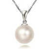 Fashion S925 Sterling Silver Round Pearl Necklace Jewelry Retro Ethnic Style Natural White Black Pearl Pendant Necklace