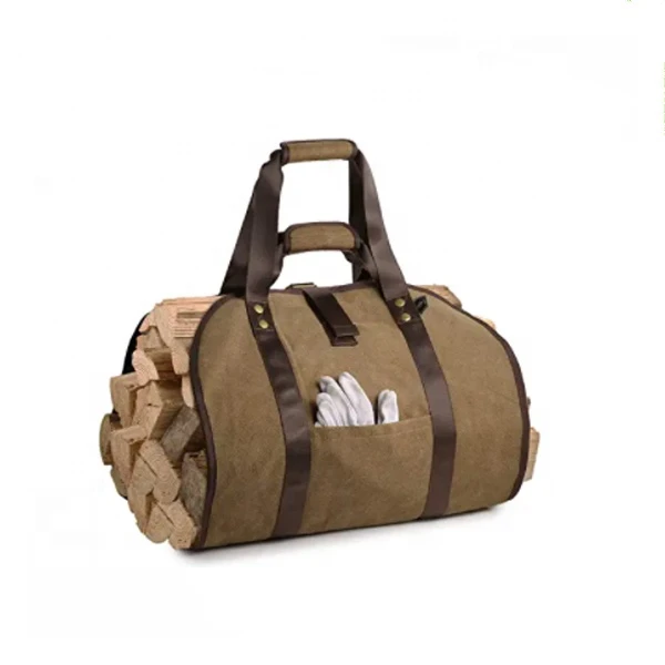 Firewood Log Carrier Bag, Durable Canvas Firewood Storage Totes with Handle for Fireplace or Camping