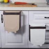 Folding Waste Bin Kitchen Cabinet Door Hanging Trash Bin Trash Can Wall Mounted Trashcan For Bathroom Toilet Dropship