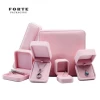 FORTE 2021 hot sale Custom Luxury pink Velvet travel earring storage gift jewelry ring packaging boxes
