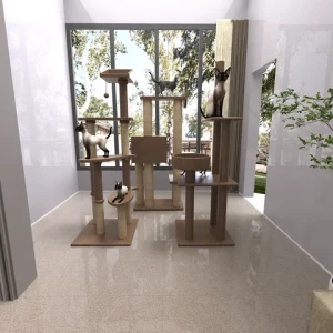 Free Combination DIY Cat Tree Toy with Exercise Climber and Scratcher Post Sustainable Wood Material