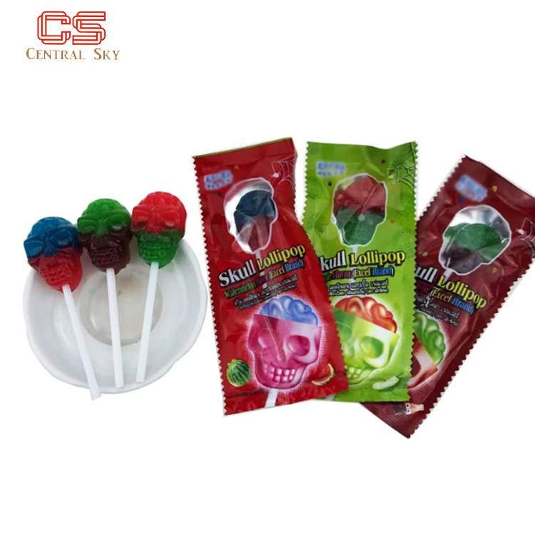 Fruit Sweets snack skull shape lollipops halloween hard candy
