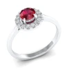 Garnet Glamour Elegance January Birthstone Garnet Solitaire Rings in 925 Sterling Silver Adorned with GRA Certified Moissanite