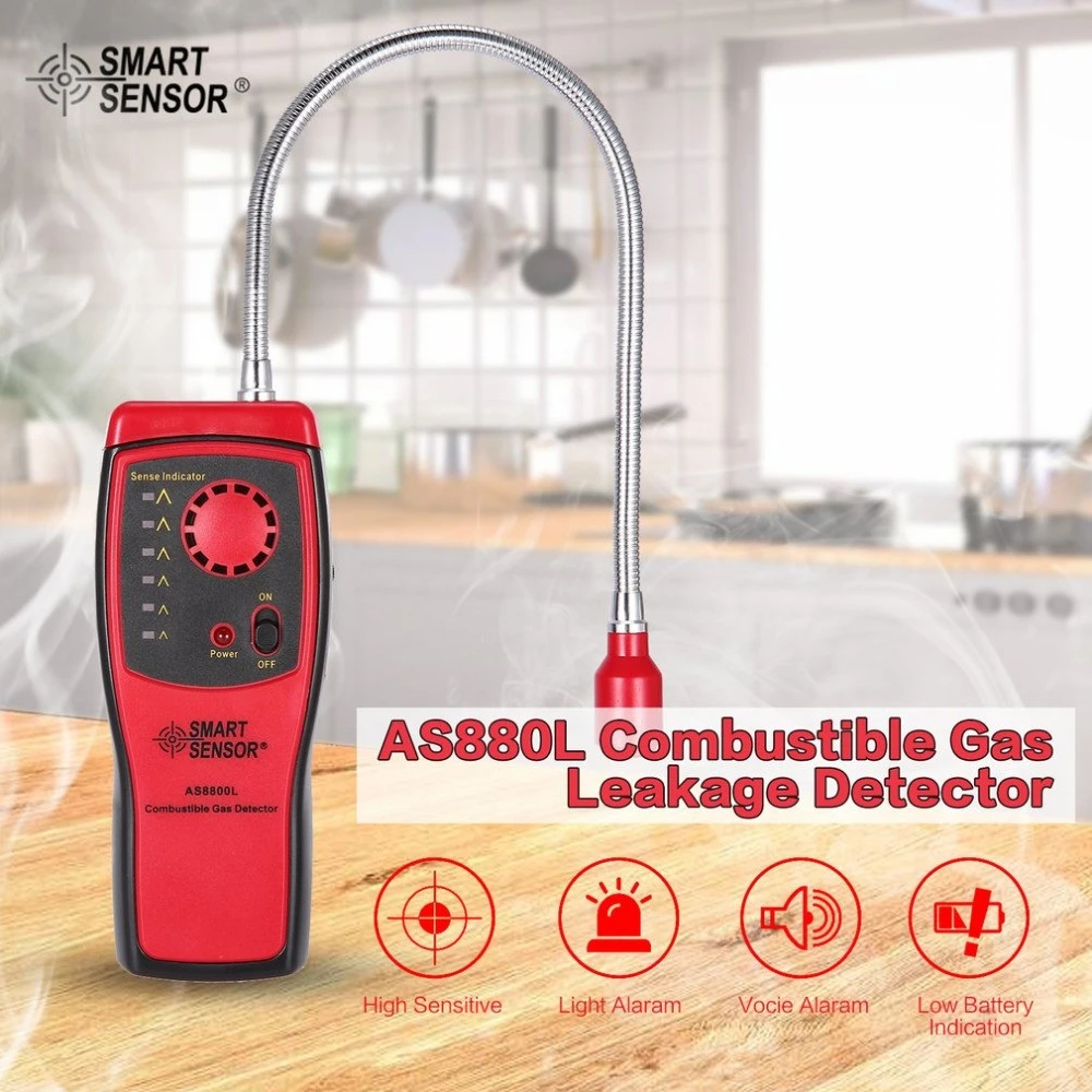 Gas Analyzer Combustible gas detector port flammable natural gas Leak Location Determine meter Tester Sound Light Alarm AS8800L