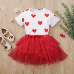 Girls Cute Valentine's Day Kids Skirt Clothes Infant Baby Clothing Set
