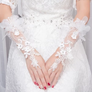 gloves bride lace gloves wedding hollow mesh wedding dress embroidery wholesale wedding gloves women 2022 white